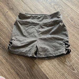 Justice, gymnastics shorts, gray